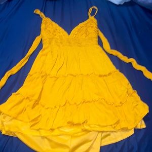 Rue 21 mustard crochet dress